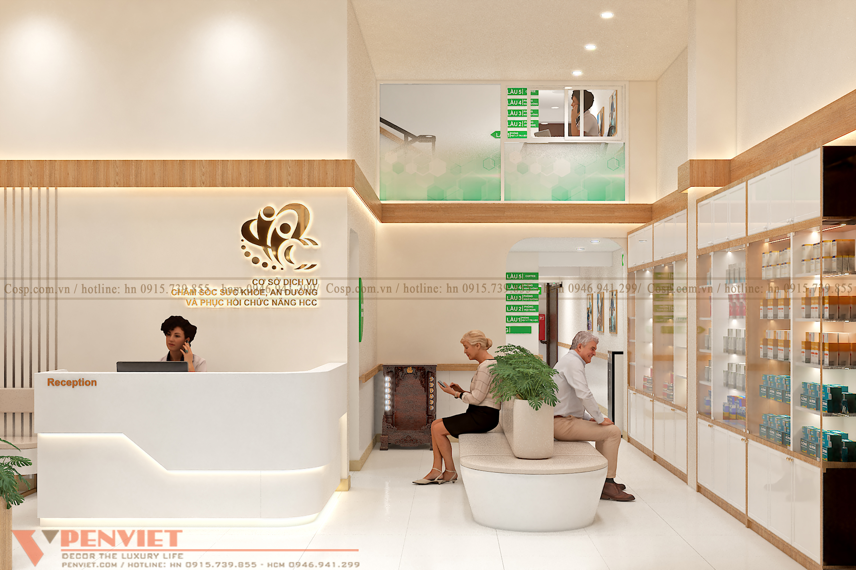 Thiết kế phòng lễ tân trung tâm chăm sóc