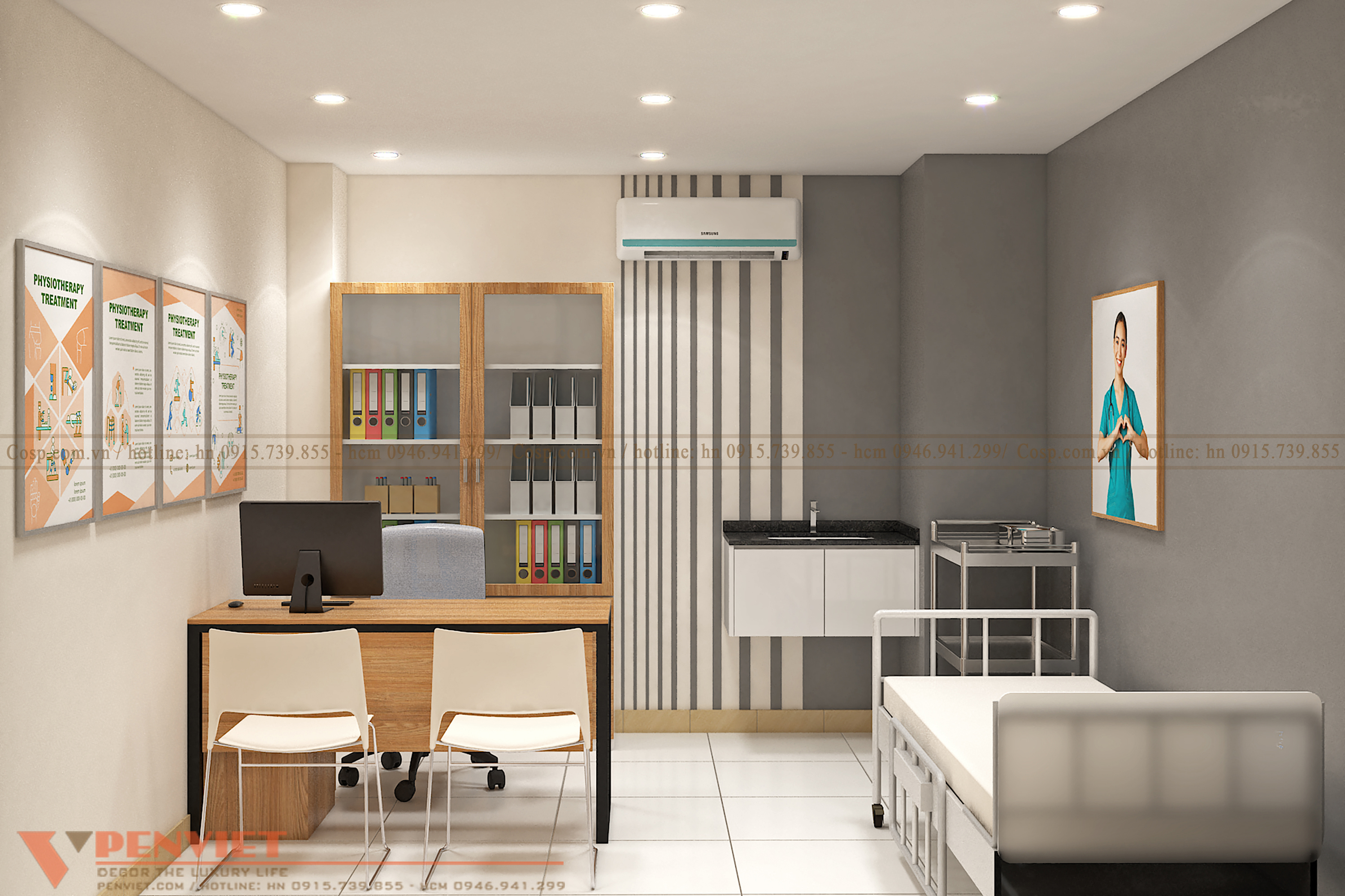 Thiết kế phòng khám được trang bị thiết bị máy móc và đồ nội thất đầy đủ, bố trí khoa học để quá trình thăm khám được diễn ra thuận lợi nhất.