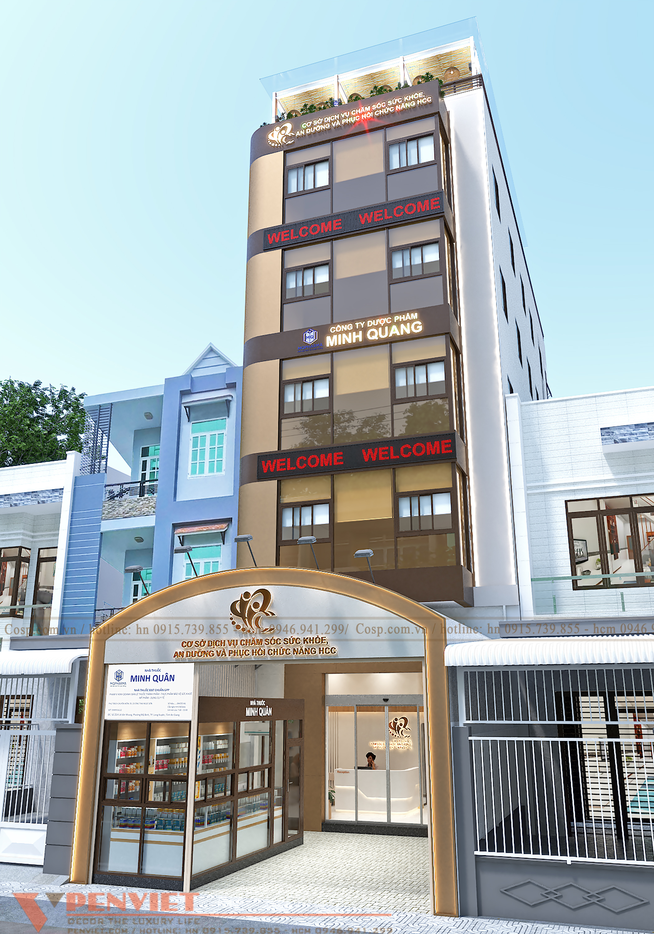 thiết kế mặt tiền cơ sở dịch vụ chăm sóc, an dưỡng, và phục hồi chức năng HCC