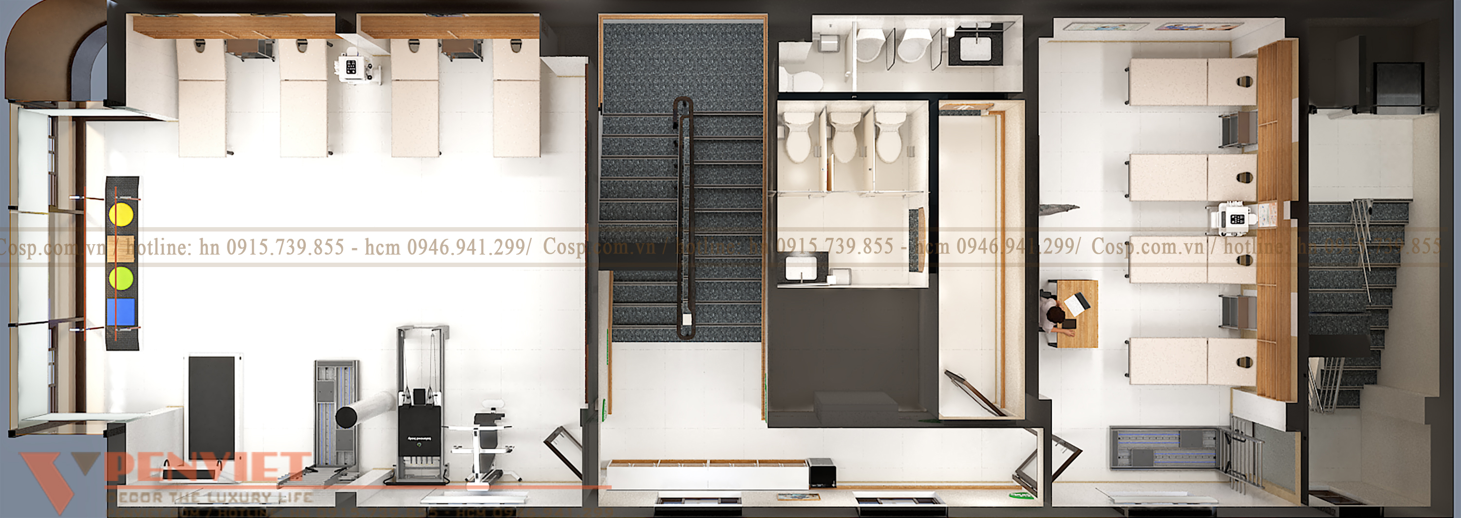 mặt bằng công năng thiết kế phòng vật lý trị liệu tầng 1