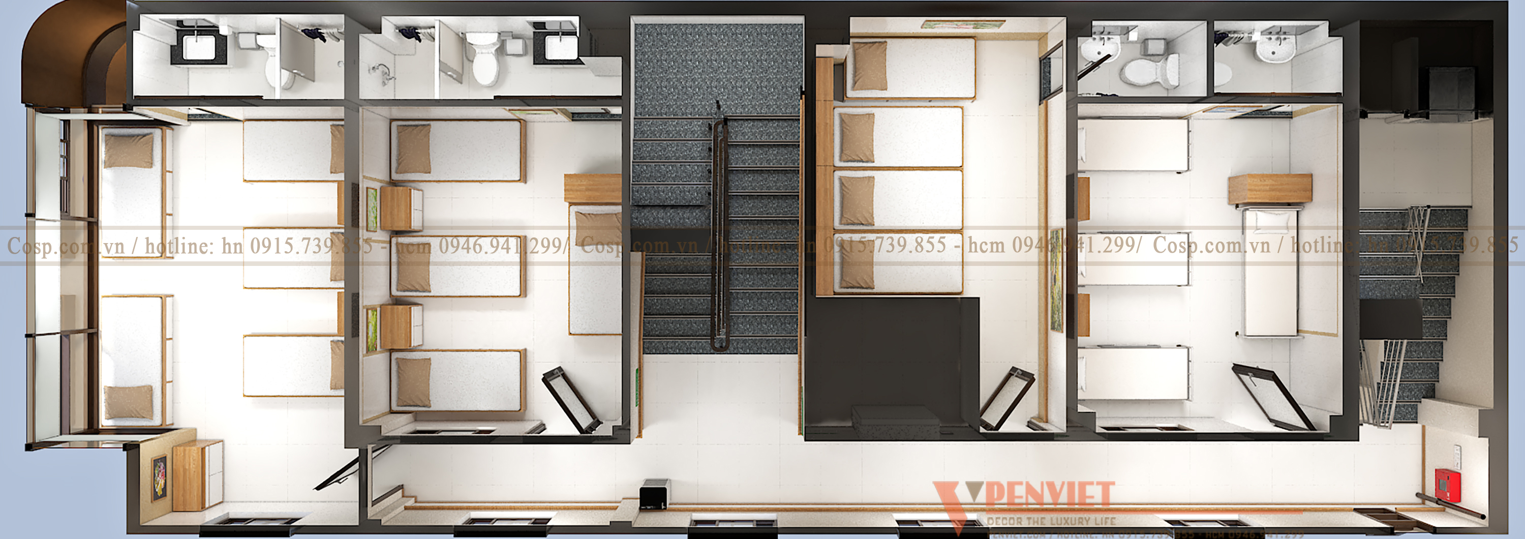 bố trí công năng tầng 3 trung tâm chăm sóc sức khỏe