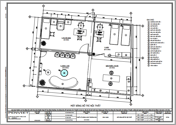Tổng thể bố cục nội thất phòng khám Trường Sơn