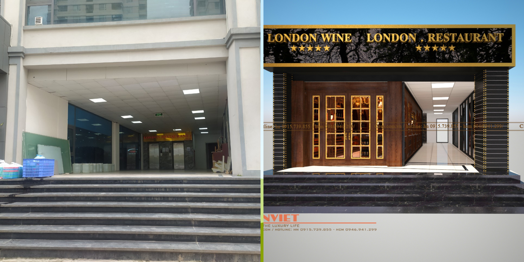 Hiện trạng trước và sau khi thiết kế showroom rượu