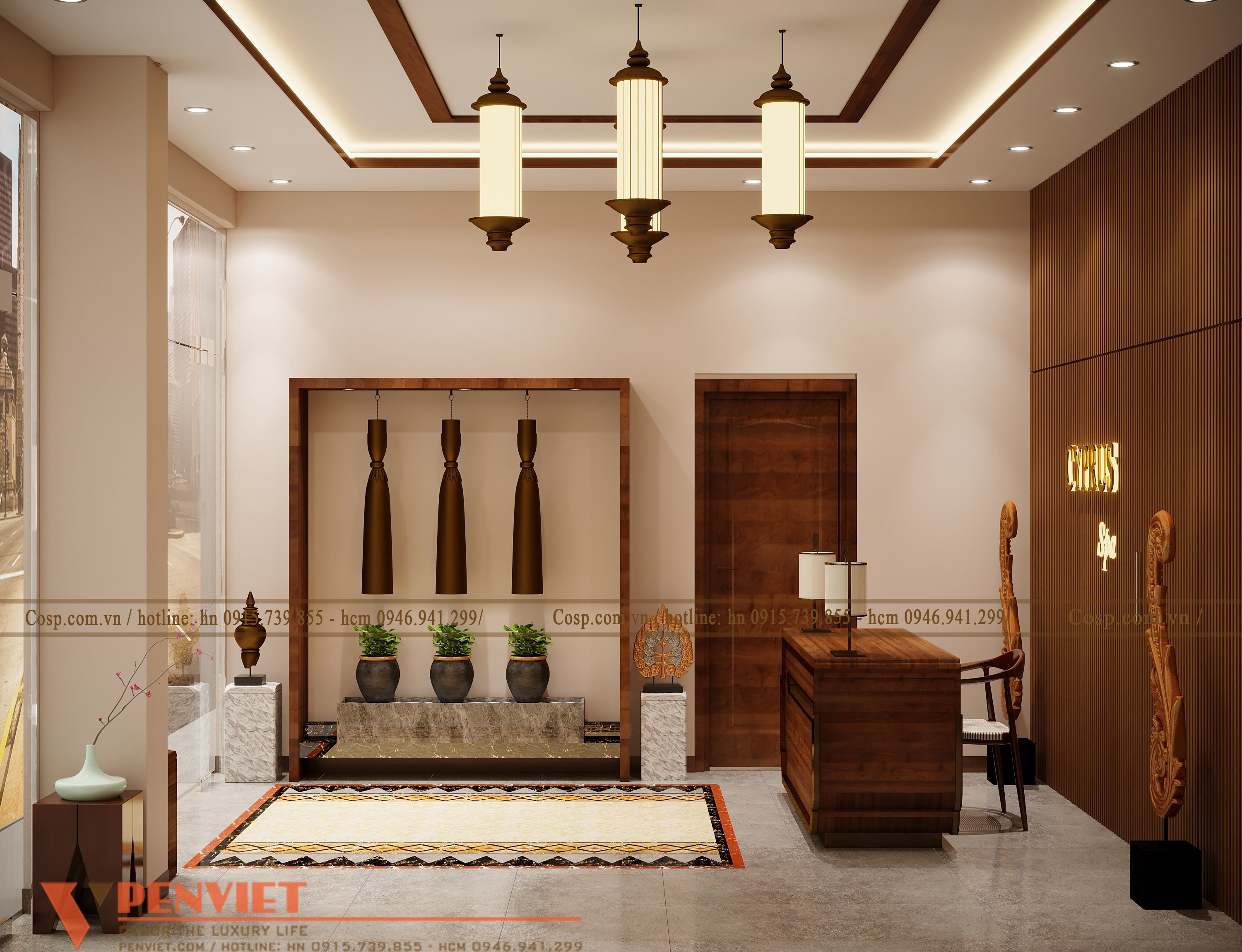 Quầy lễ tân được đẩy về cuối cửa hàng