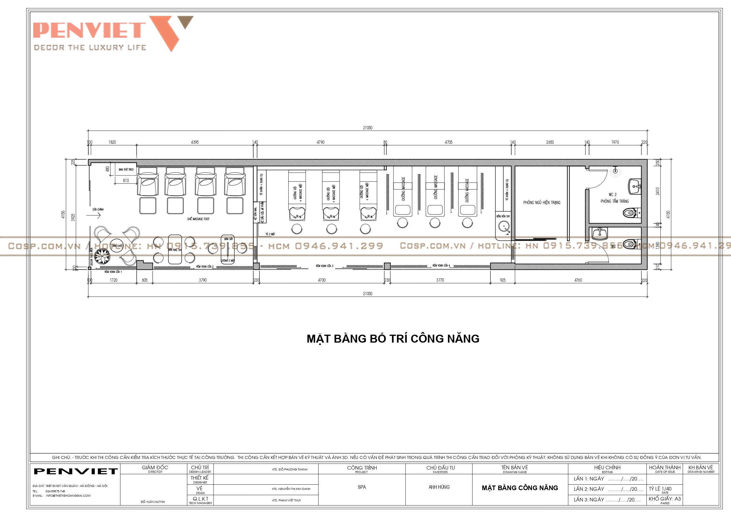 Mặt bằng công năng spa