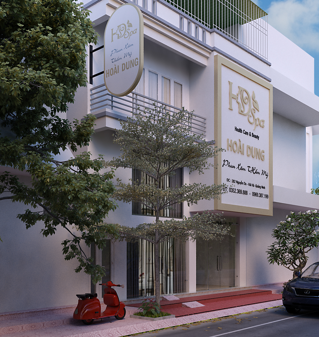 Thiết kế mặt tiền spa phun xăm