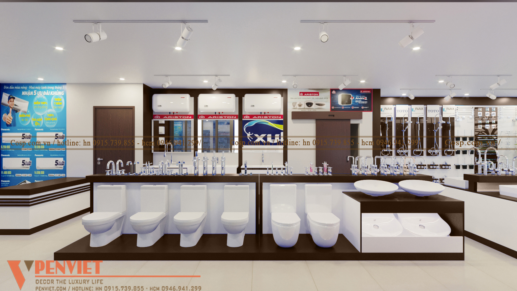 thiết kế cửa hàng thiết bị vệ sinh Dương nội