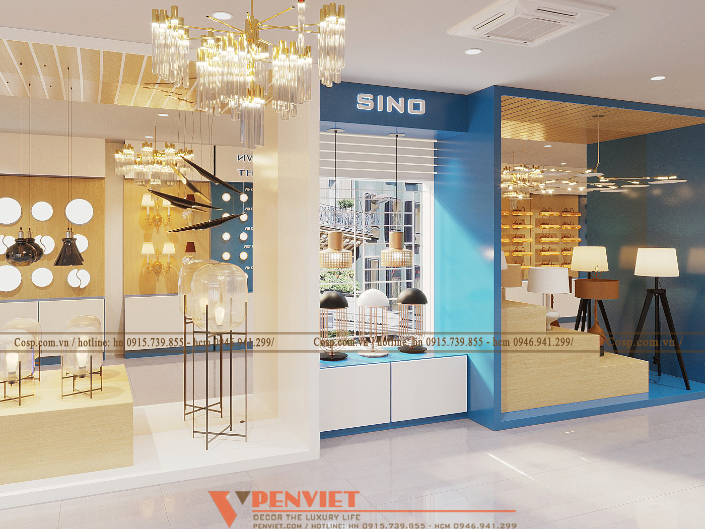 Không gian trưng bày đèn ngủ của cửa hàng