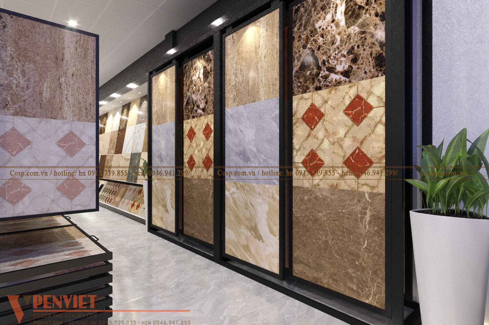 Thiết kế khu vực trưng bày gạch men ốp sàn