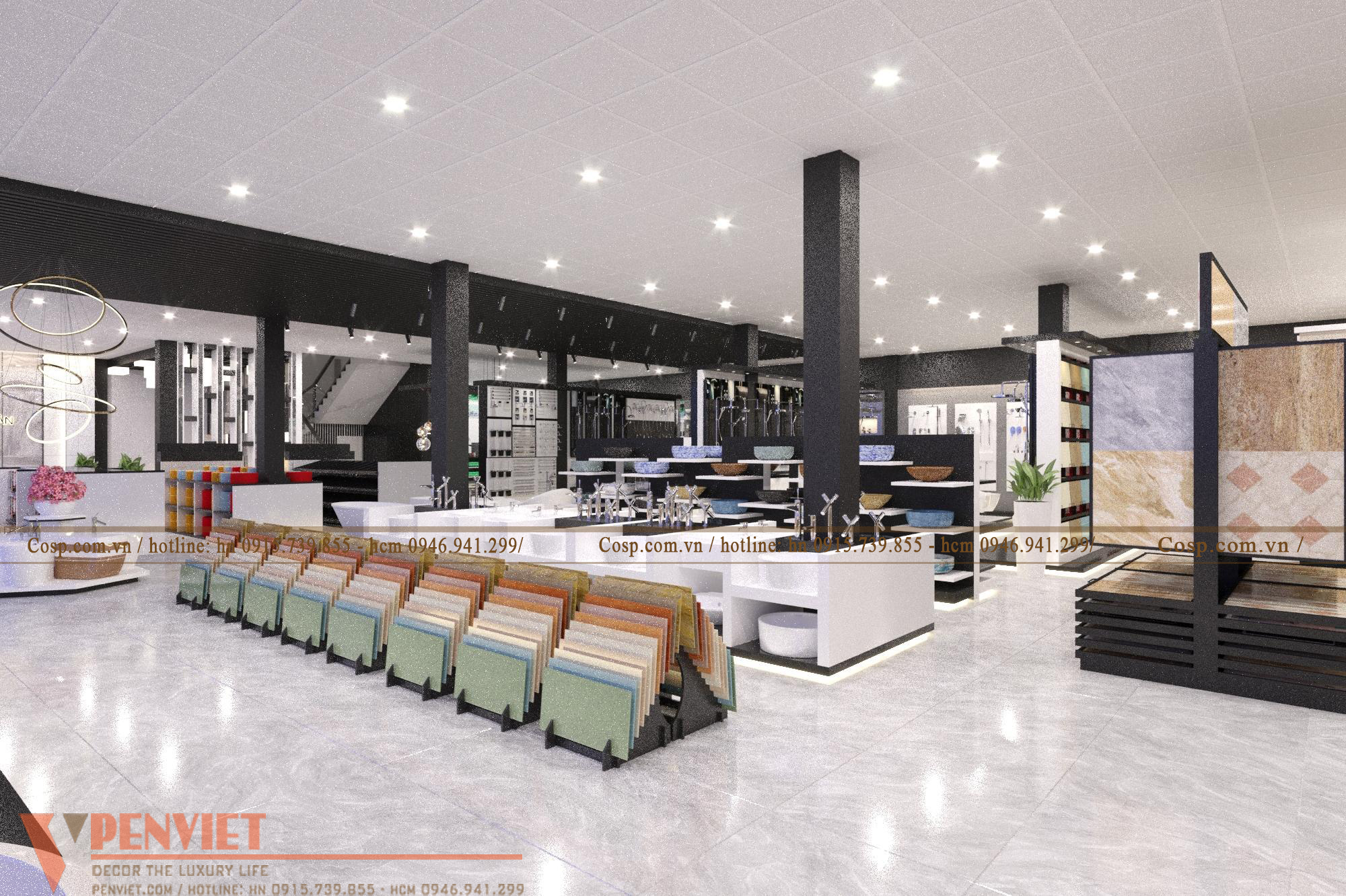 Không gian trưng bày thiết bị vệ sinh cửa cửa hàng Hợp Xuân tại Thanh Hóa