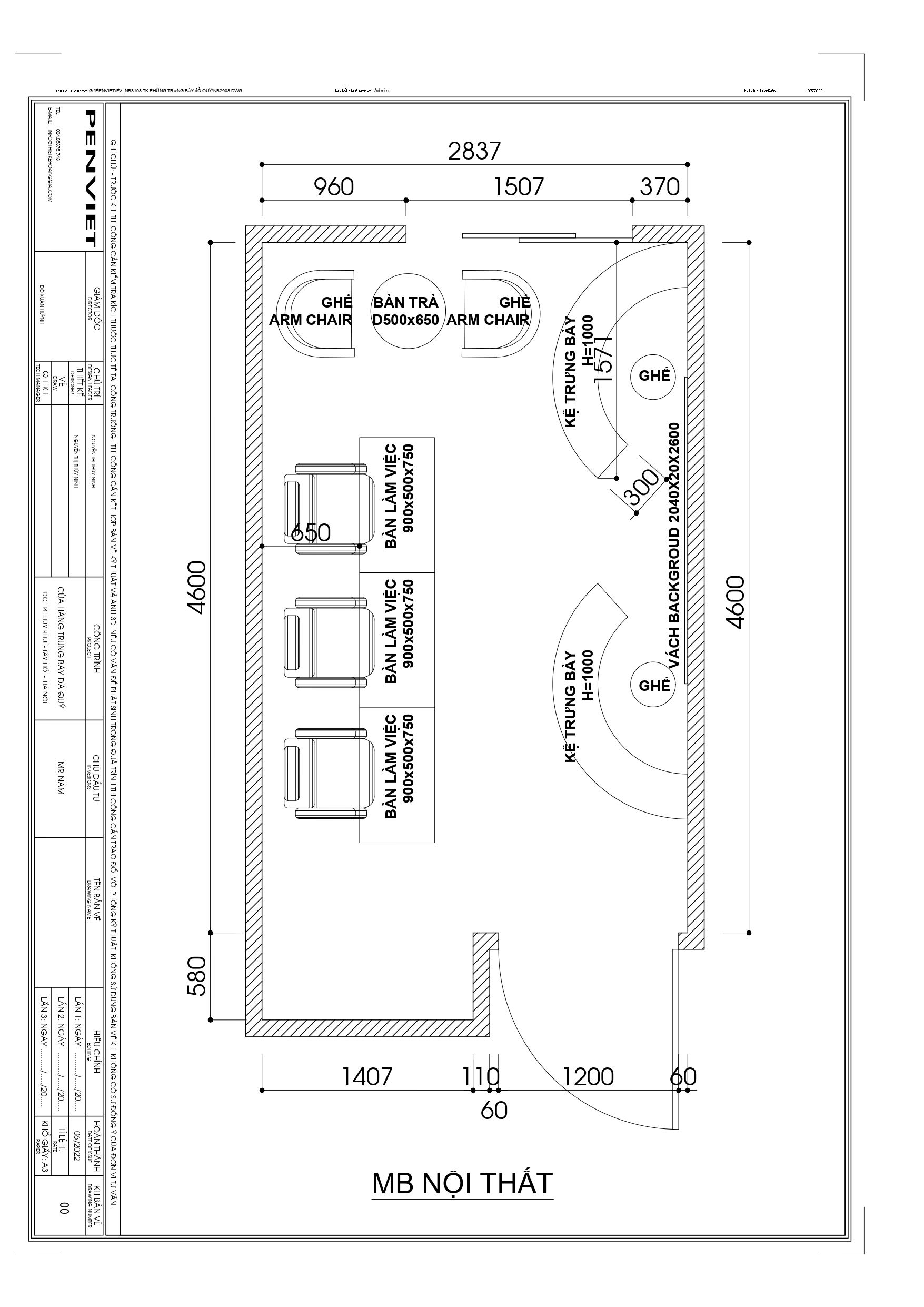 Mặt bằng bố trí nội thất tiệm đá quý Dragon