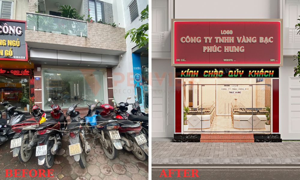 Trước và sau thiết kế mặt tiềm tiệm vàng