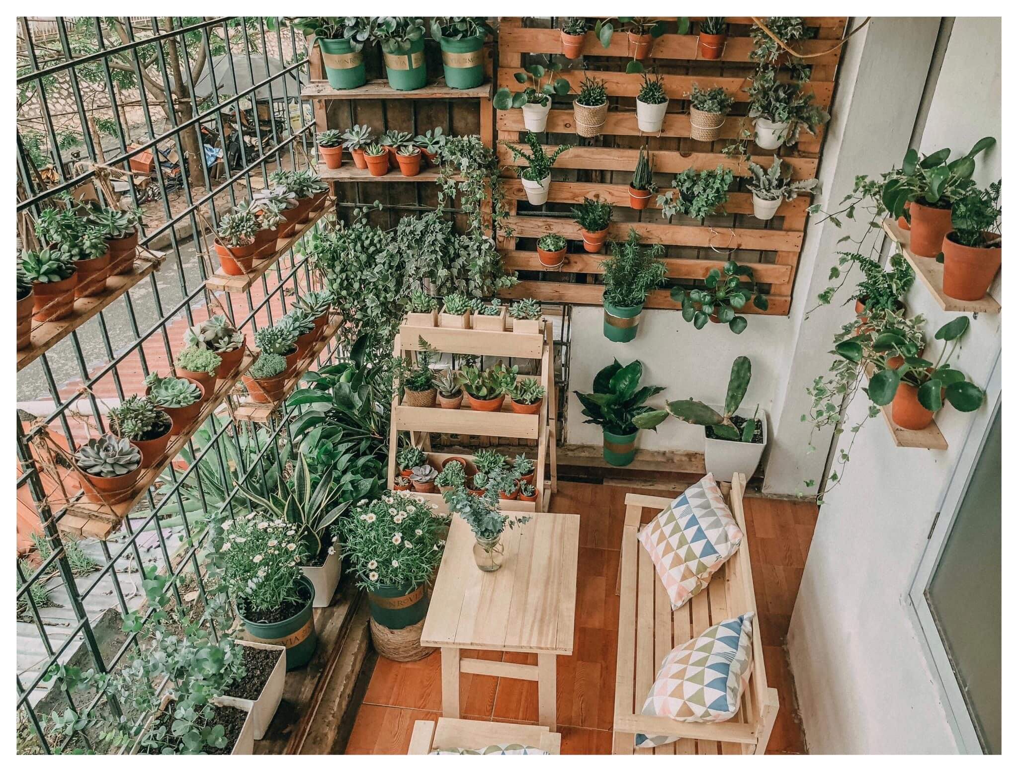 ​Thiết kế ban công đẹp với cây xanh