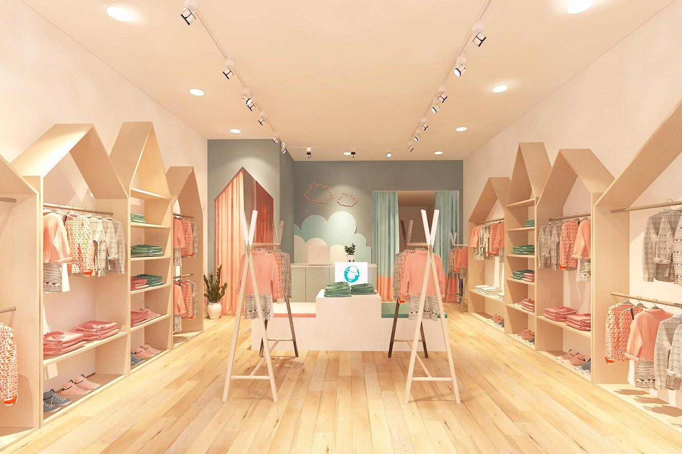 ​Ý tưởng thiết kế shop thời trang cho bé ngọt ngào, dễ thương