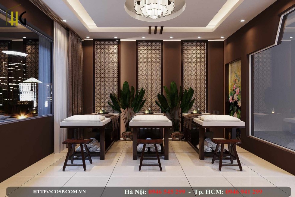 Sự kết hợp ăn ý giữa màu sắc và vật liệu trong thiết kế nội thất spa