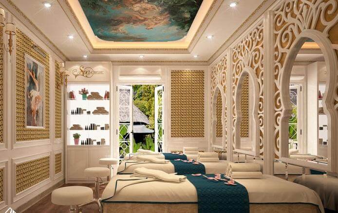 ​Đường nét thiết kế cầu kỳ, bắt mắt tạo nên nội thất spa đẹp