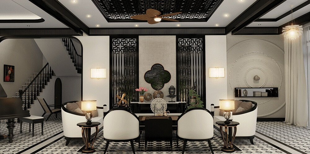 Thiết kế spa phong cách Indochine sử dụng những gam màu trung tính như vàng, trắng, nâu