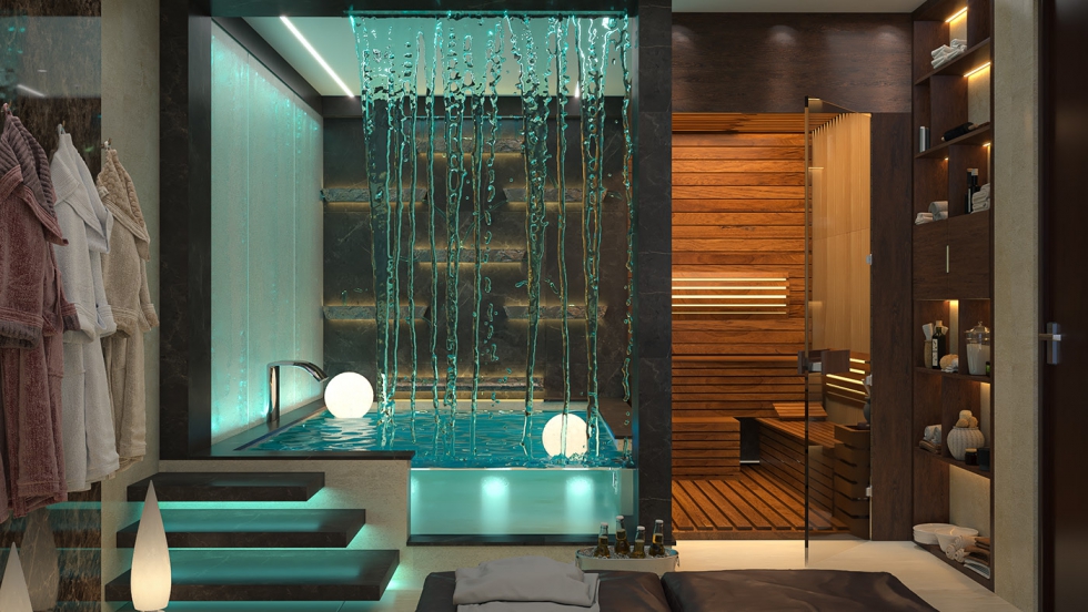 Thiết kế khu vực phòng tắm và xông hơi cho spa mini